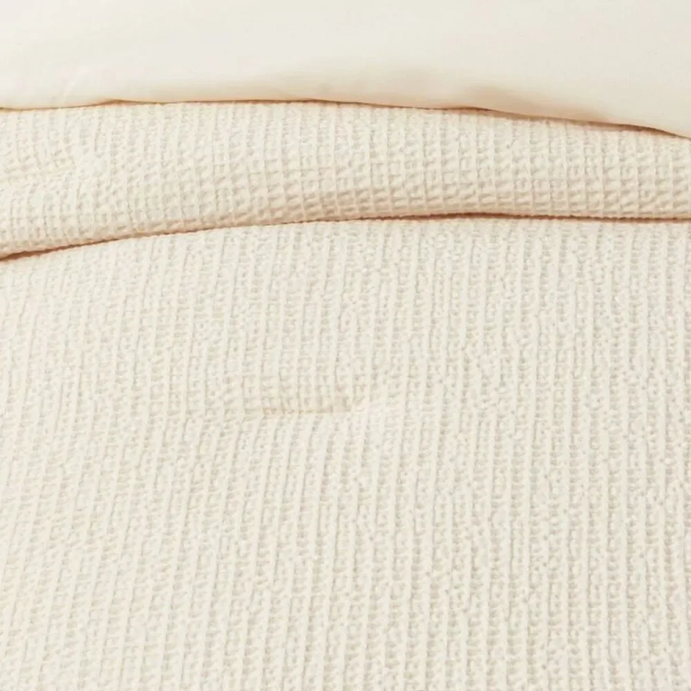 Twin/Twin XL Washed Waffle Weave Comforter Set - Natural Beige